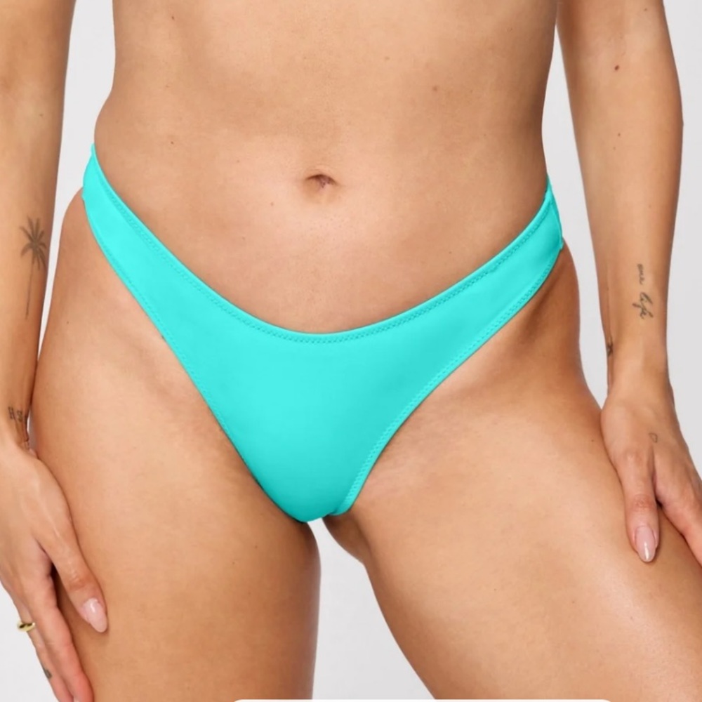 Fabletics Swim Dipped Bikini Bottom Yitty collection Tease me teal